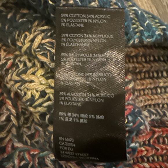 Anthropologie Chroma Chunky Knit Sweater XS Multicolor Rainbow Tinted V-Neck - Picture 9 of 12